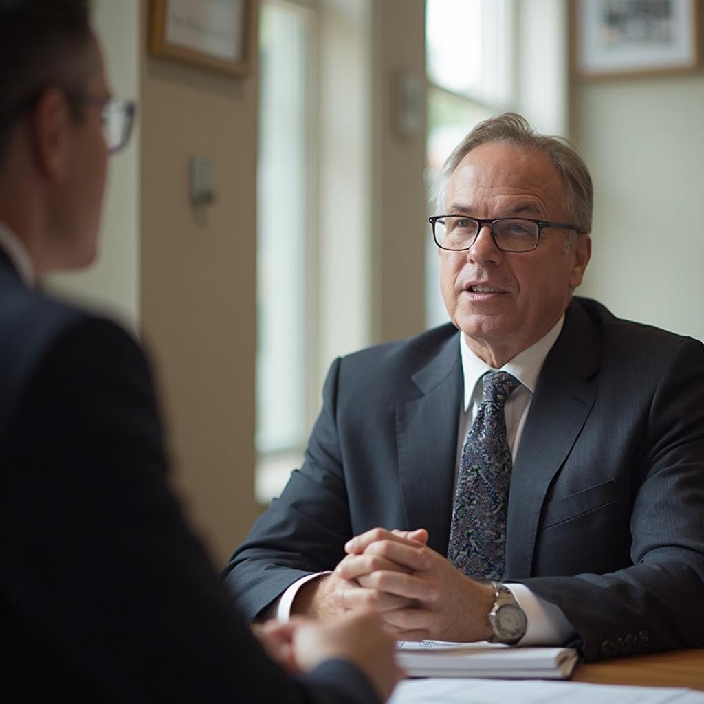 Client Consulting with Attorney in Office