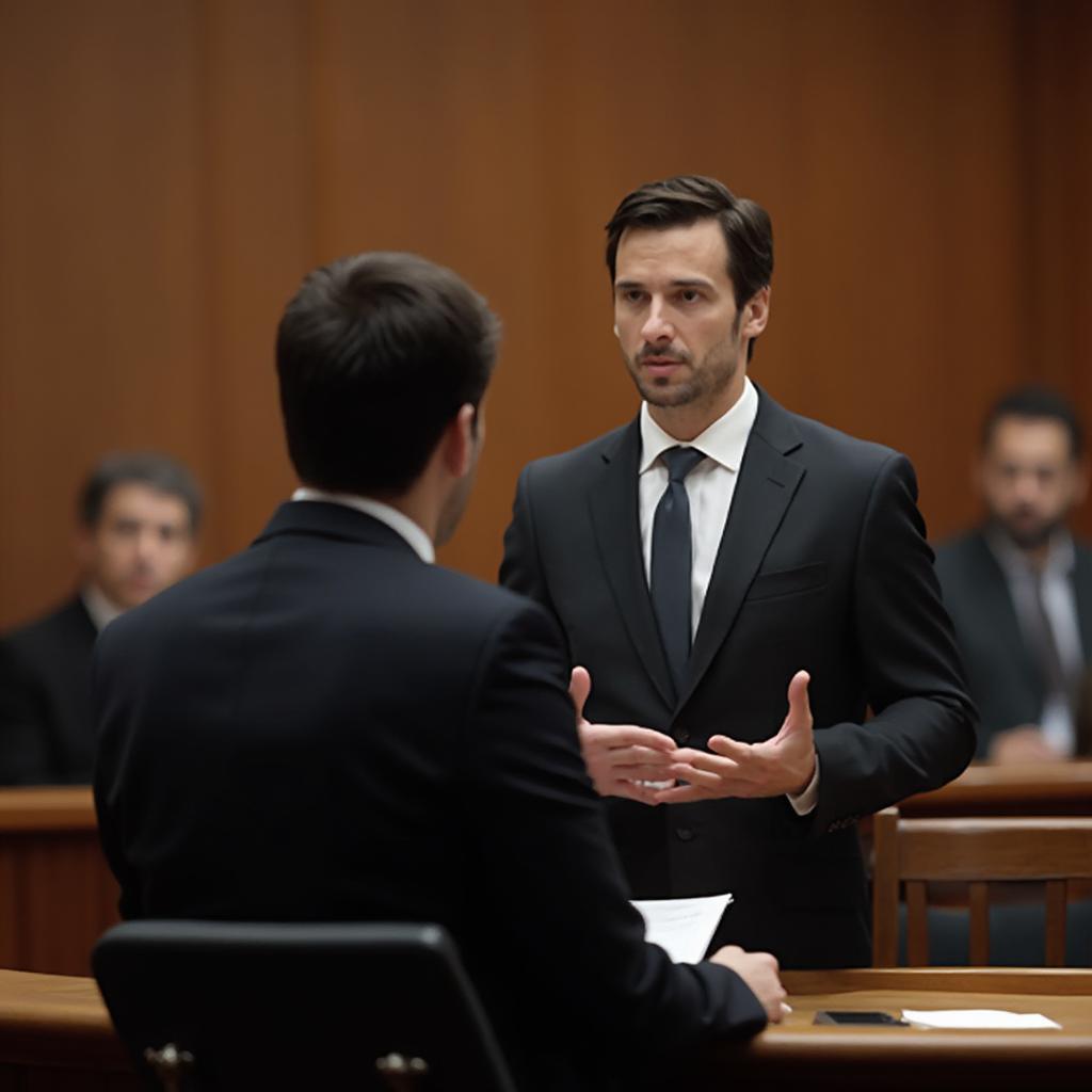 Lawyer Presenting Case in Courtroom