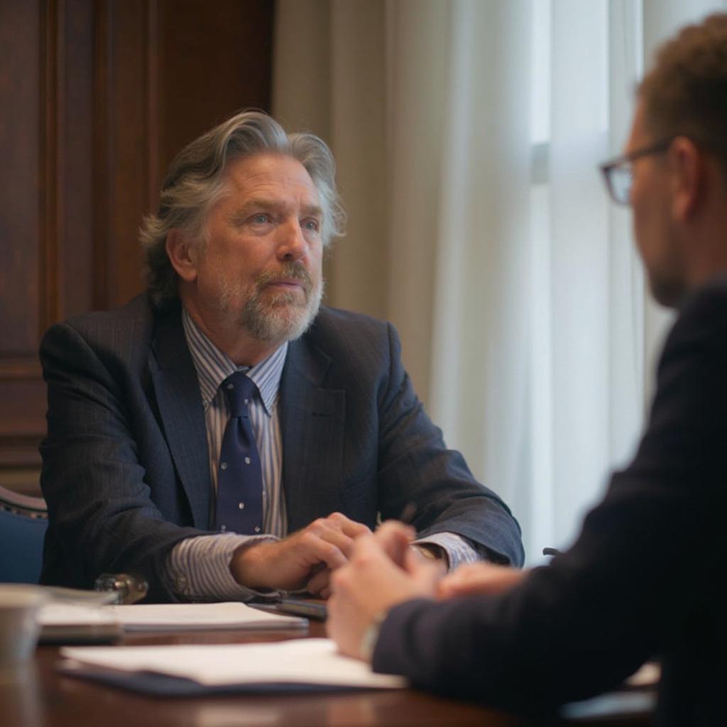 Lawyer representing client during a disability benefits hearing