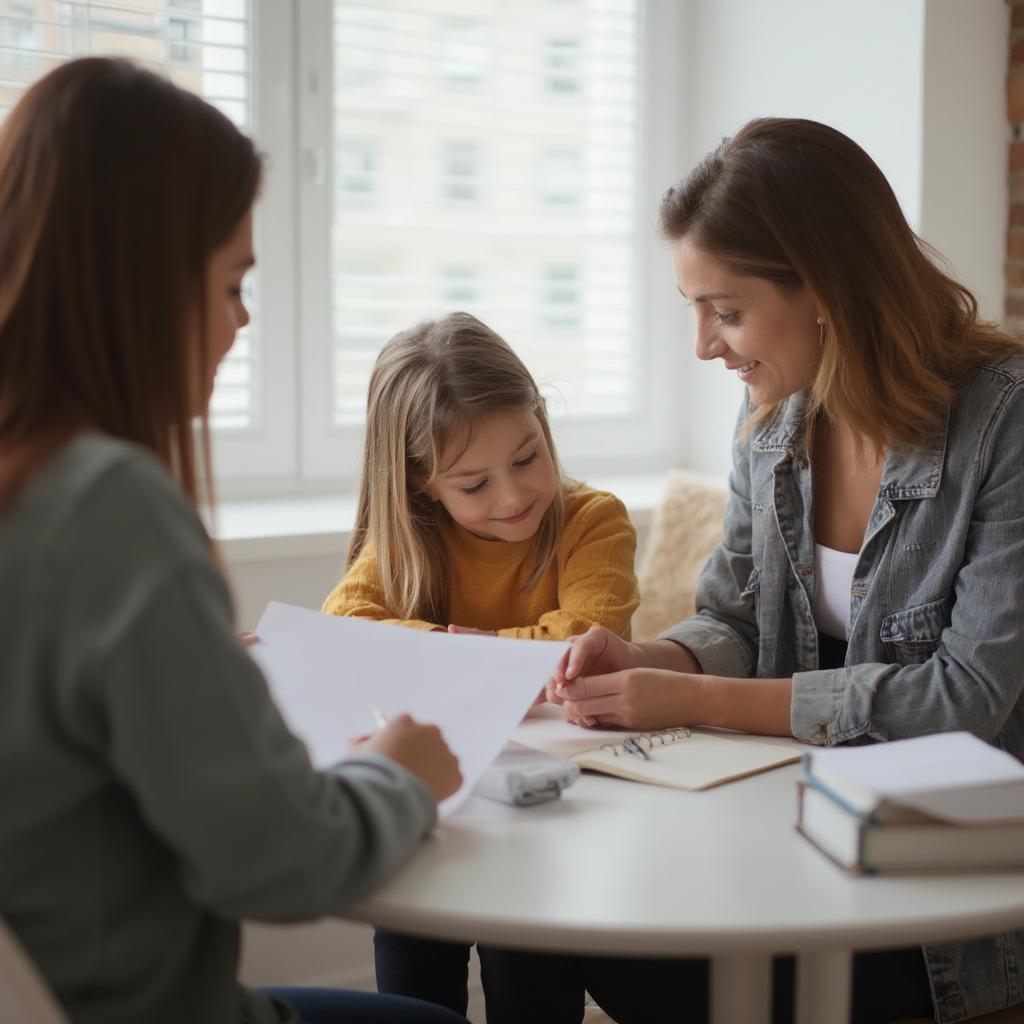 Parents and Child in Mediation Session